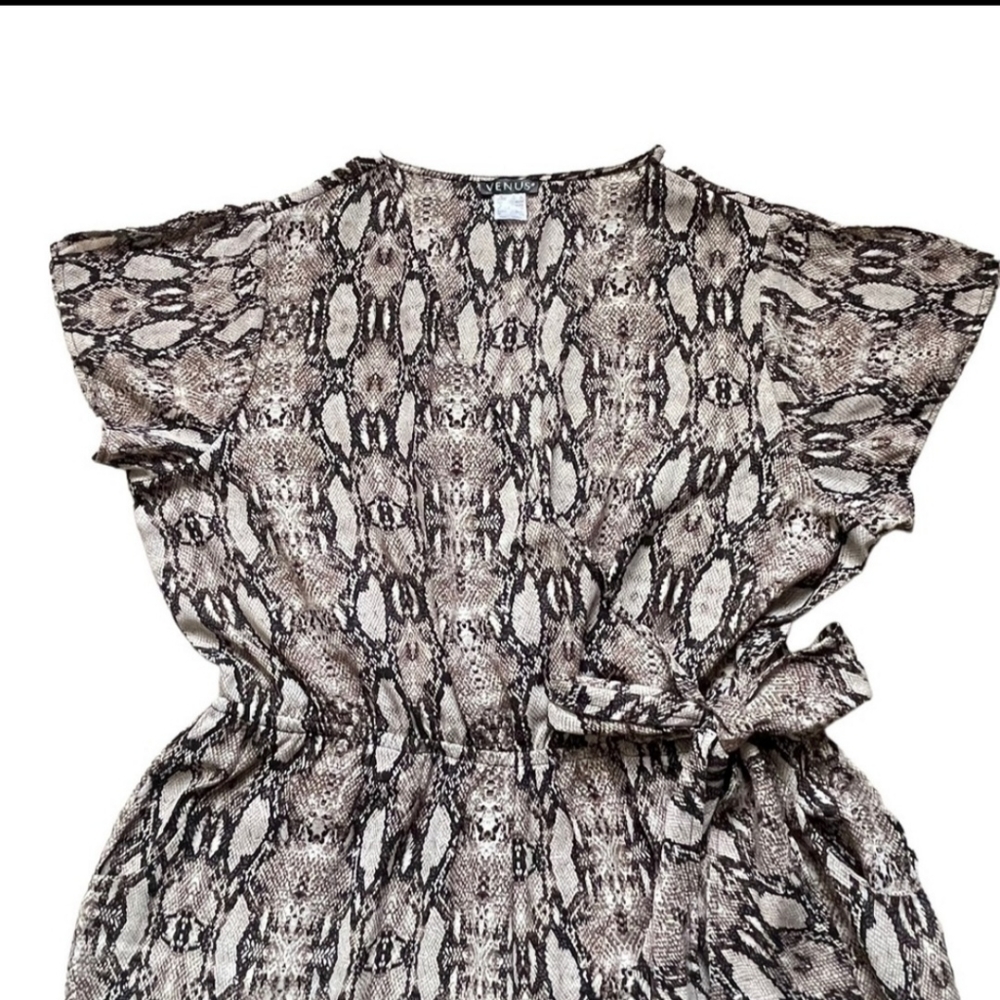 Venus V-Neck Tie-Front Python Snakeskin Print Jum… - image 3